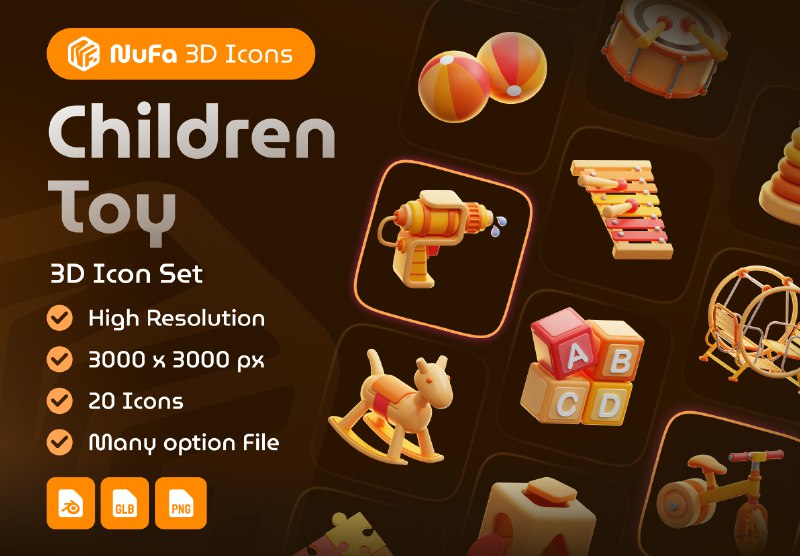 **Children Toy 3D Icon Set - …