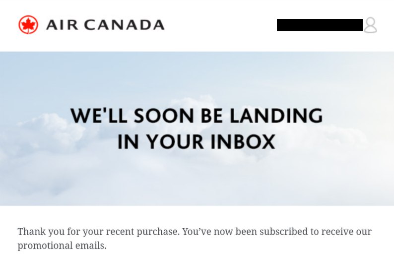 Air Canada now automatically subscribes you …