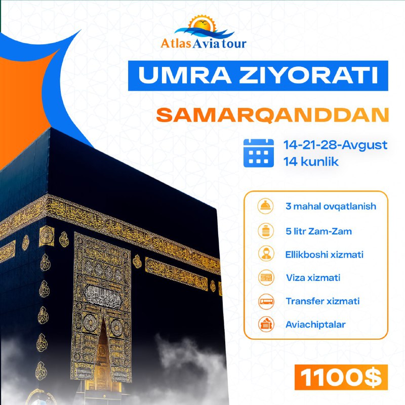 ***🌻*** Avgust oyi uchun Umra ziyorati