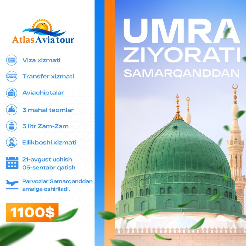 ***🌻*** Avgust oyi uchun Umra ziyorati