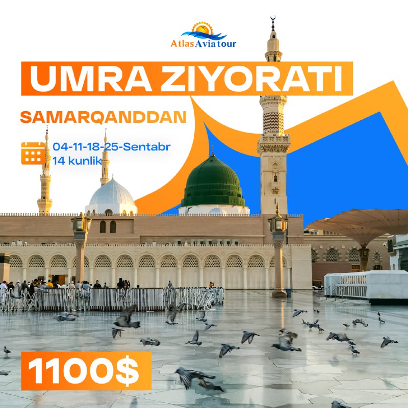 ***🌻*** Sentabr oyi uchun Umra ziyorati