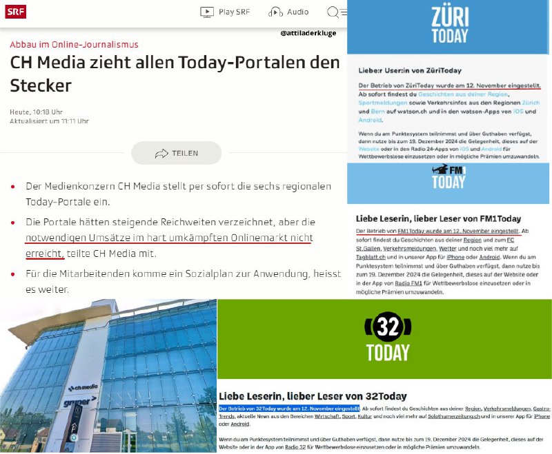 **Der Schweizer Medienmulti «CH Media» zieht …