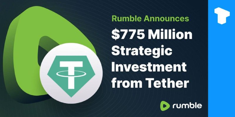 Rumble 宣布从 Tether 获得 7.75 亿美元的战略投资，其中 …