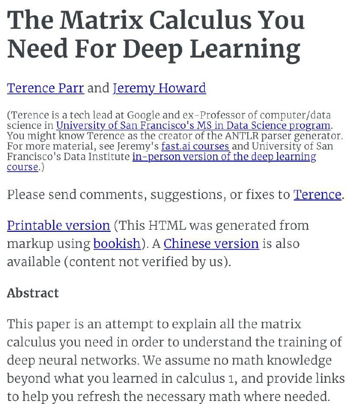 **The matrix calculus for Deep Learning.** …