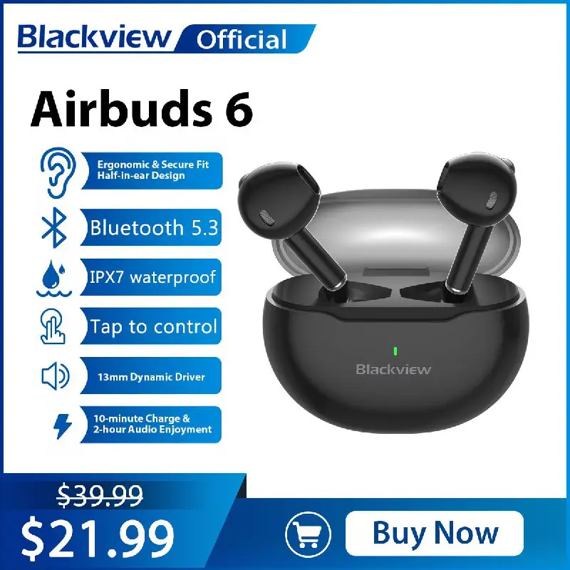 **Blackview Heasets AirBuds 6 Bluetooth 5.3 …