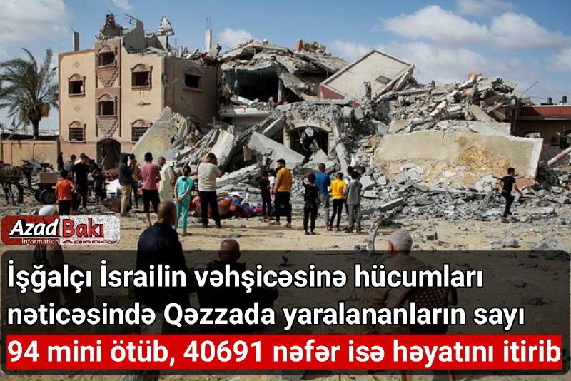 İşğalçı İsrailin vəhşicəsinə hücumları nəticəsində Qəzzada …