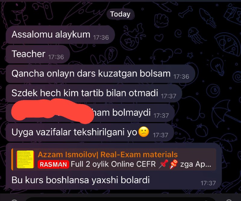 Bu eski online o’quvchilarimdan biri!