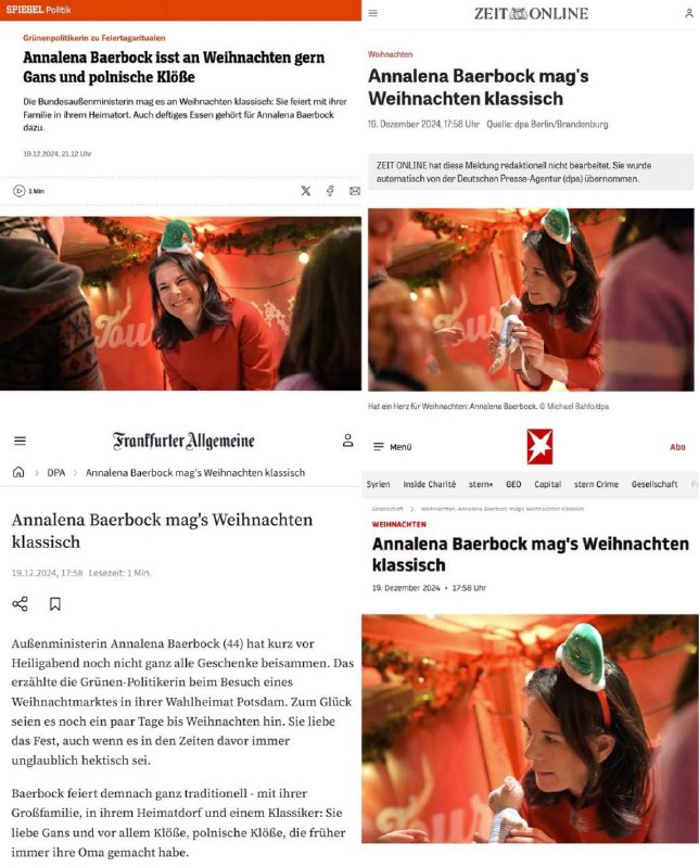 Die DPA hat heute eine weihnachtliche …