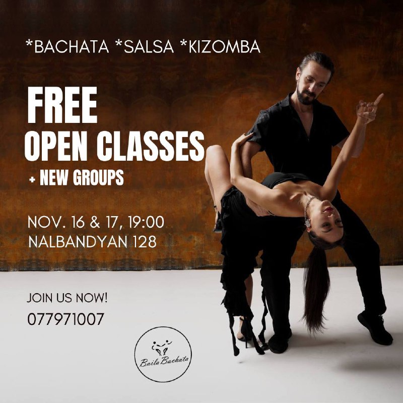 FREE OPEN CLASSES *BACHATA, SALSA, KIZOMBA* …