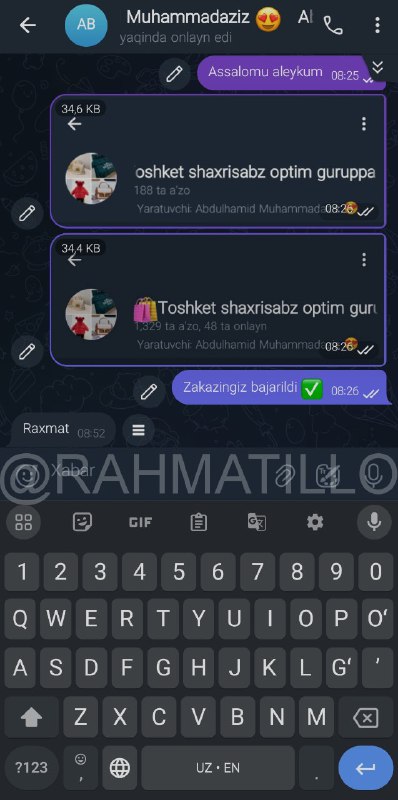 **1k oʻzbek aktiv obunachi zakaz bergan …