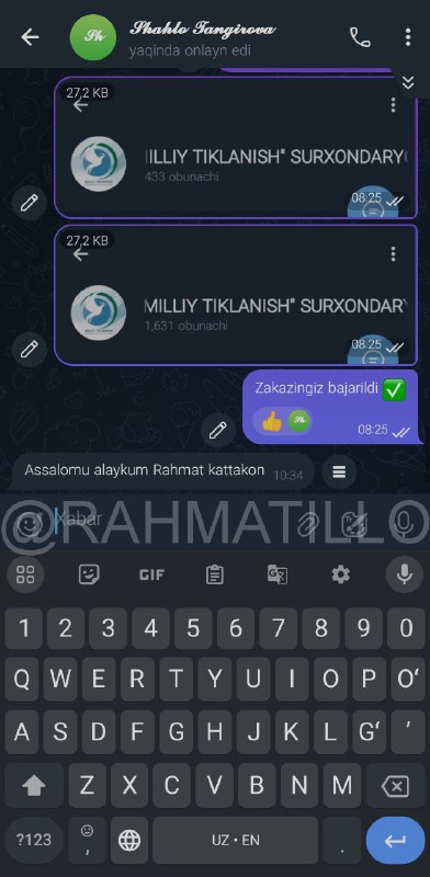 1k zakaz bergan edilar