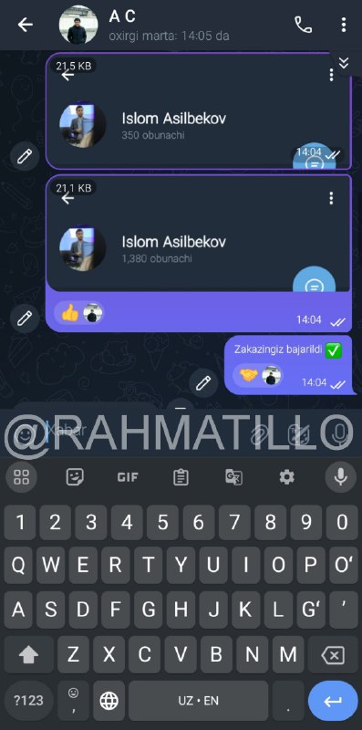 **1k oʻzbek aktiv obunachi zakaz bergan …