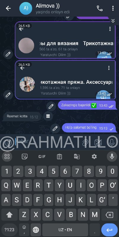 **1k zakaz bergan edilar