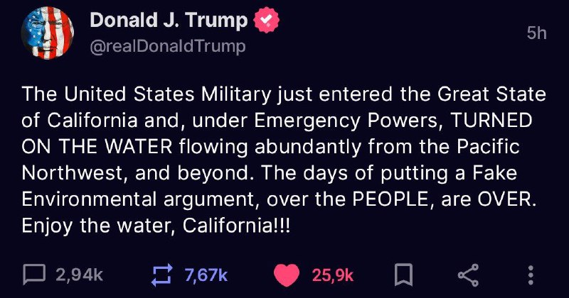 **Präsident Trump erklärt, das Militär habe …