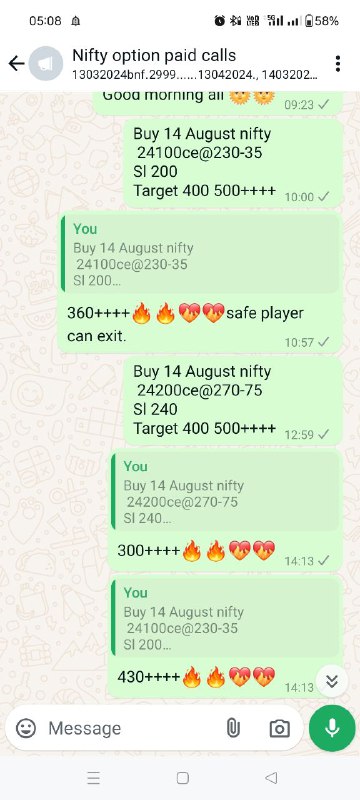 Banknifty&Nifty paid calls