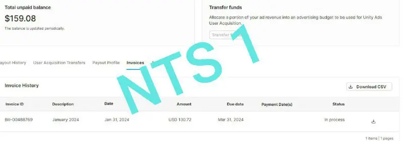 Unity payment in processing
