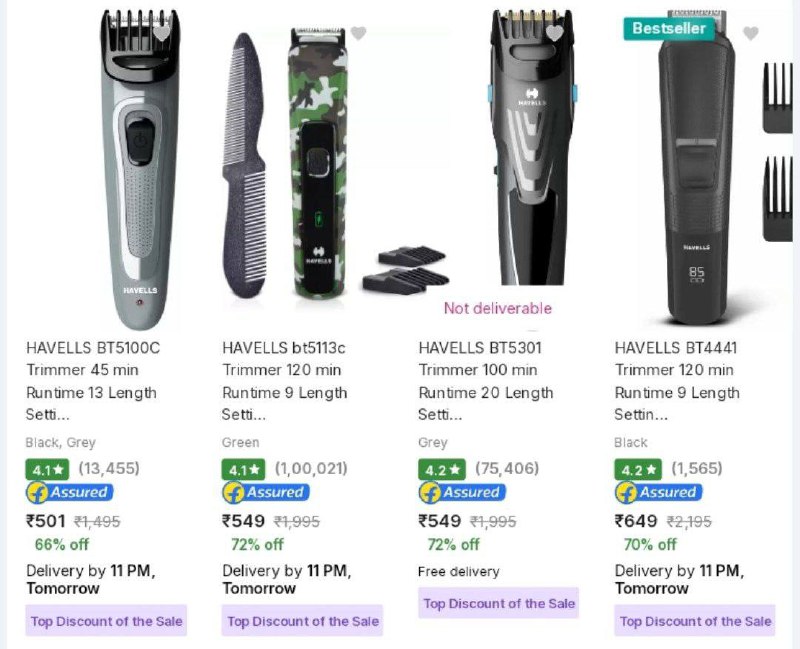 Havells Beard Trimmer Starts at 501