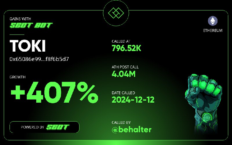 ***🚀*** TOKI reached 5.07X after [@behalter](https://t.me/behalter) …