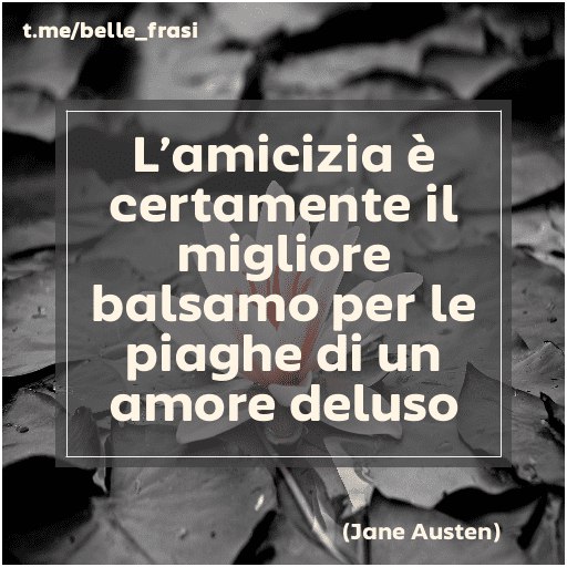 "L’amicizia è certamente il migliore balsamo …