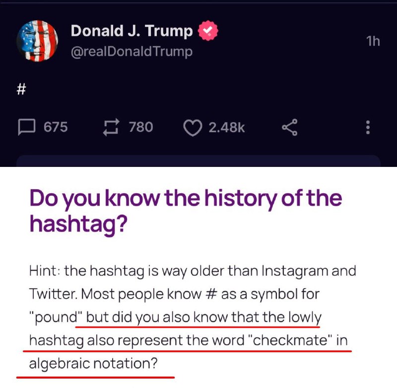 Trump just posted a single hashtag …