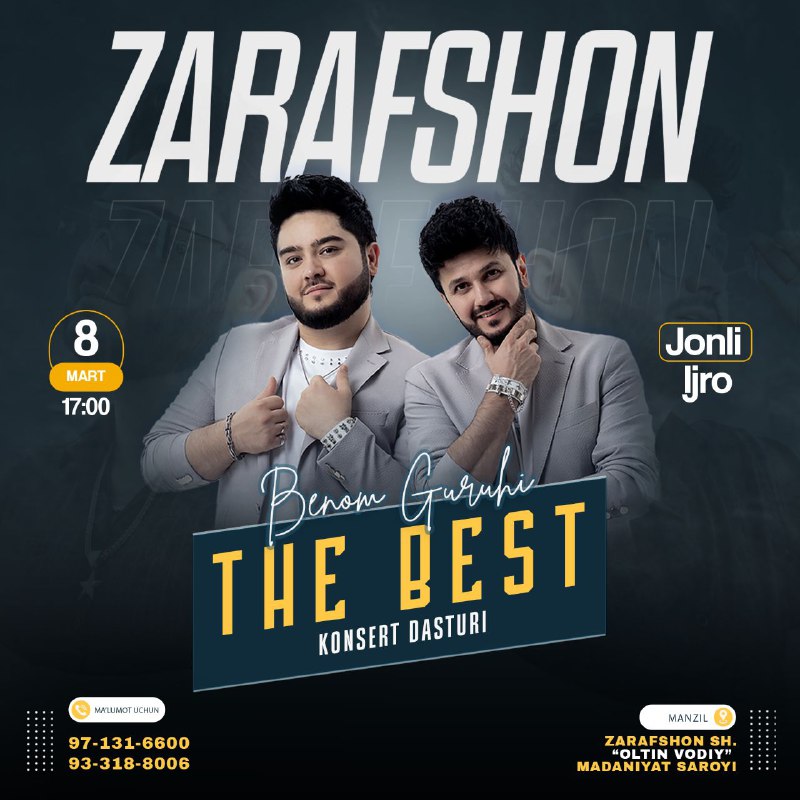 Navoiy, Zarafshon "The Best" konsert dasturini …