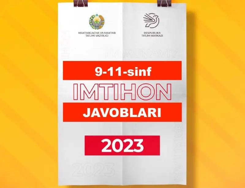 ***👉*** [9-11-sinf bitiruvchilari uchun imtihon JAVOBLARI](https://mbaza.uz/imtihon-2023-yil/)