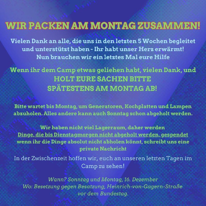 Wir packen am Montag zusammen!