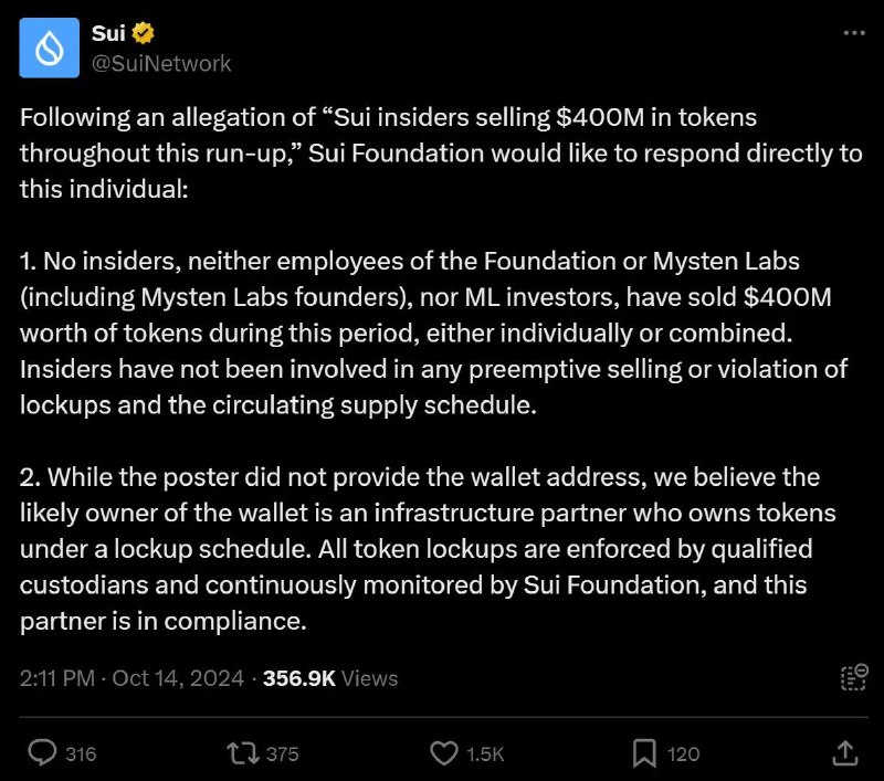 Sui Foundation disputes $400 million insider …