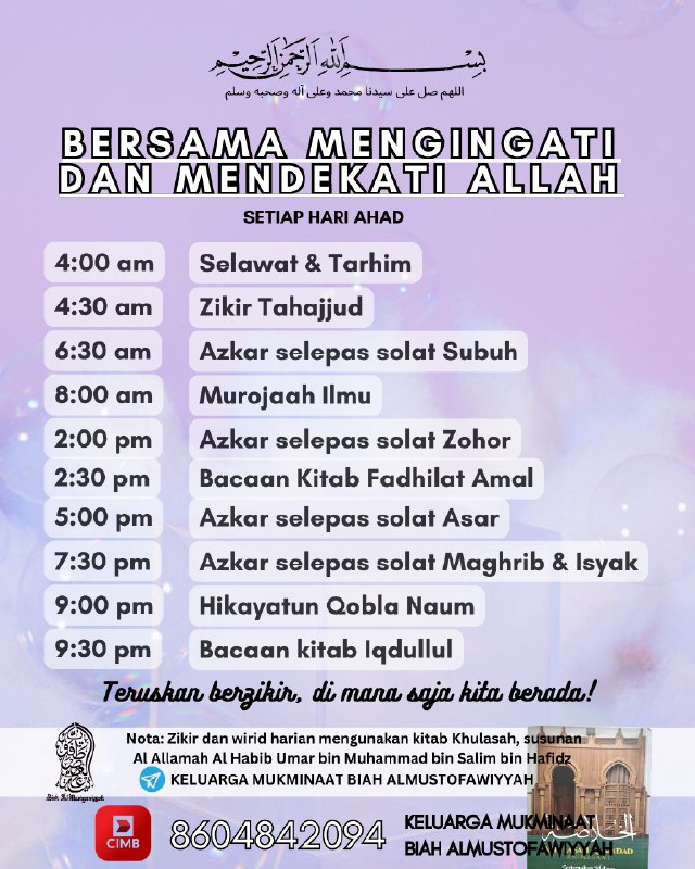 Jadual Hari Ini In sha Allah …