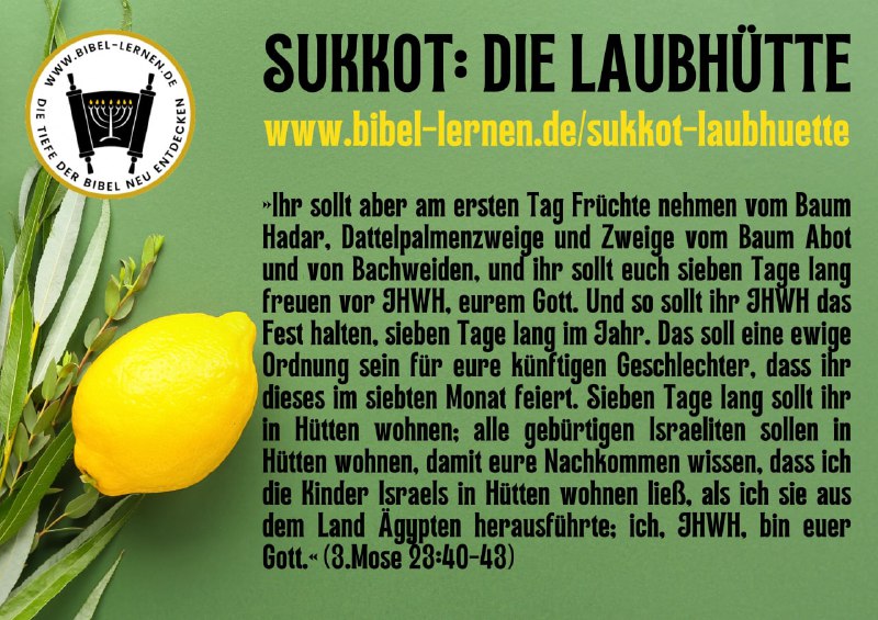 **SUKKOT: DIE LAUBHÜTTE***»Ihr sollt aber am …