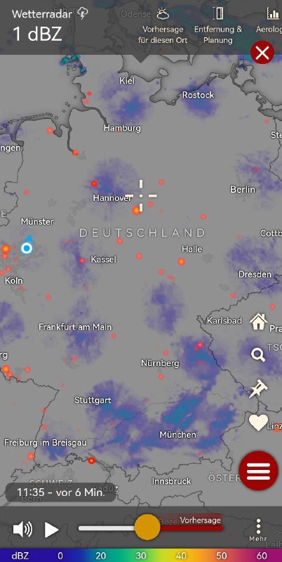 NEXRAD Radar an - Temperaturen hoch.