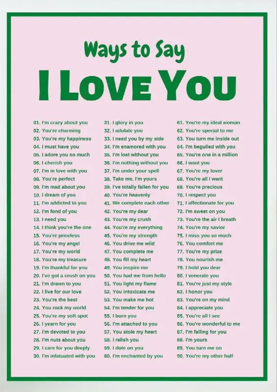 different ways to say “I love …