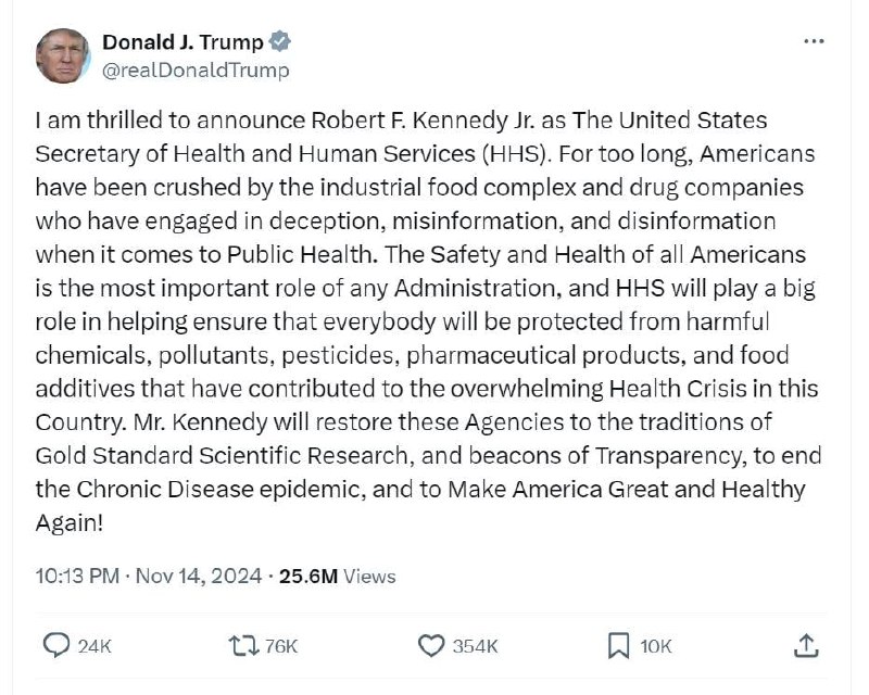 **Wow! ROBERT F. KENNEDY soll US-Gesundheitsminister …