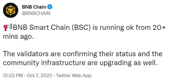 ***🚨*** $BNB Chain Functioning Back to …