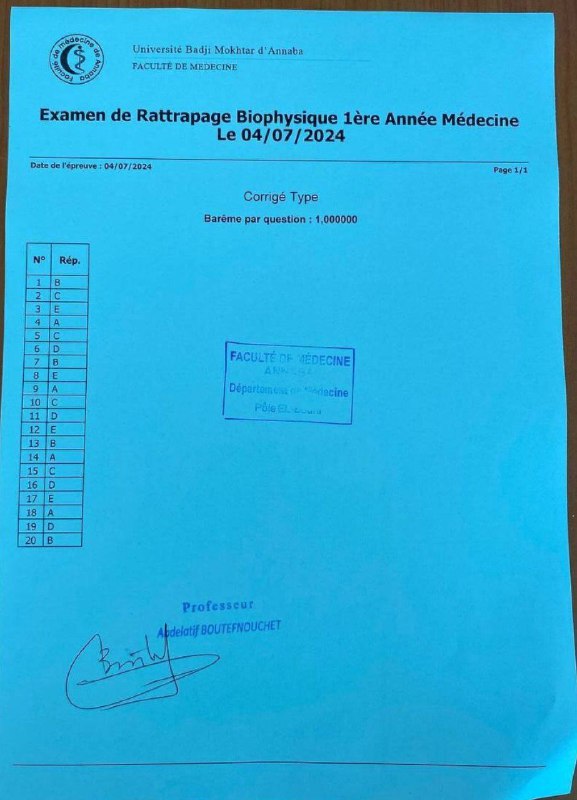 Biophysique 1ère Med Annaba