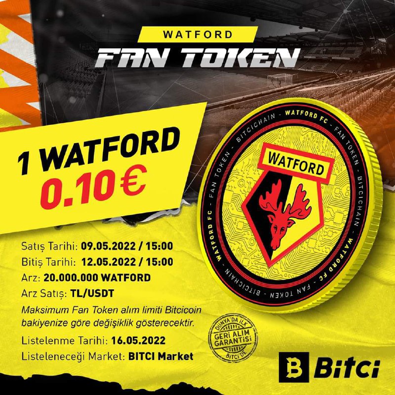 ***💛******🤍*** [@watfordfcofficial](https://t.me/watfordfcofficial) Fan Token'ı [#WATFORD](?q=%23WATFORD) arzı …