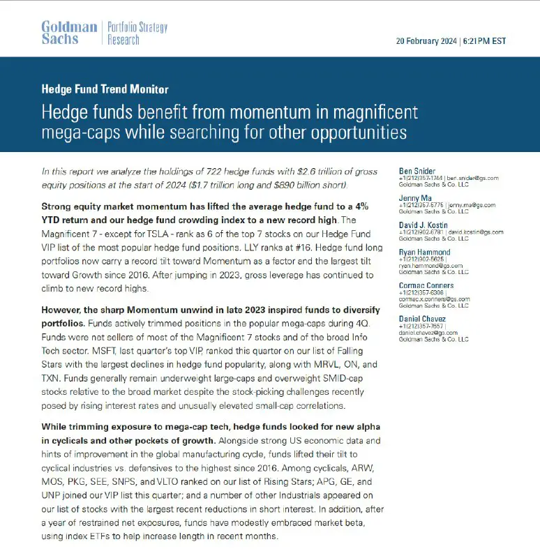 [**#GS**](?q=%23GS)**, 20.02.2024, Hedge funds benefit from …