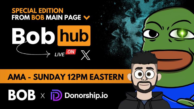 **Bobhub today with** [**@BobEthToken**](https://t.me/BobEthToken) **x** [**@Donorshipio**](https://t.me/Donorshipio) …