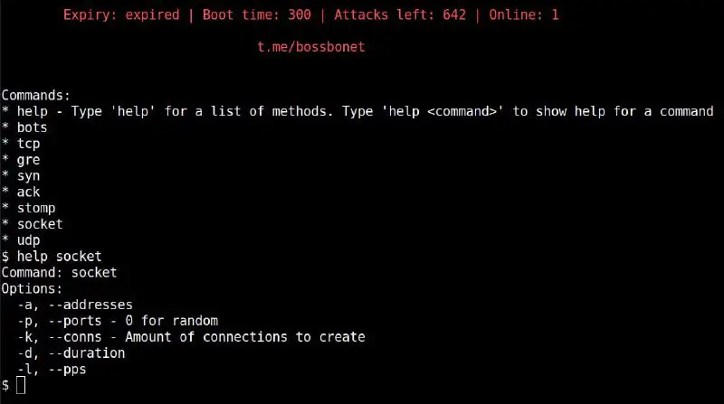 *****??*** BossNet Botnet : 1.7Tb UDP/TCP/GRE …