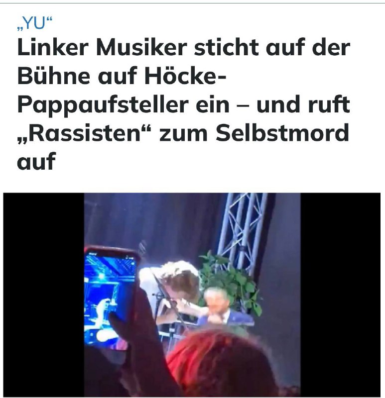 **Linker Musiker sticht auf der Bühne …