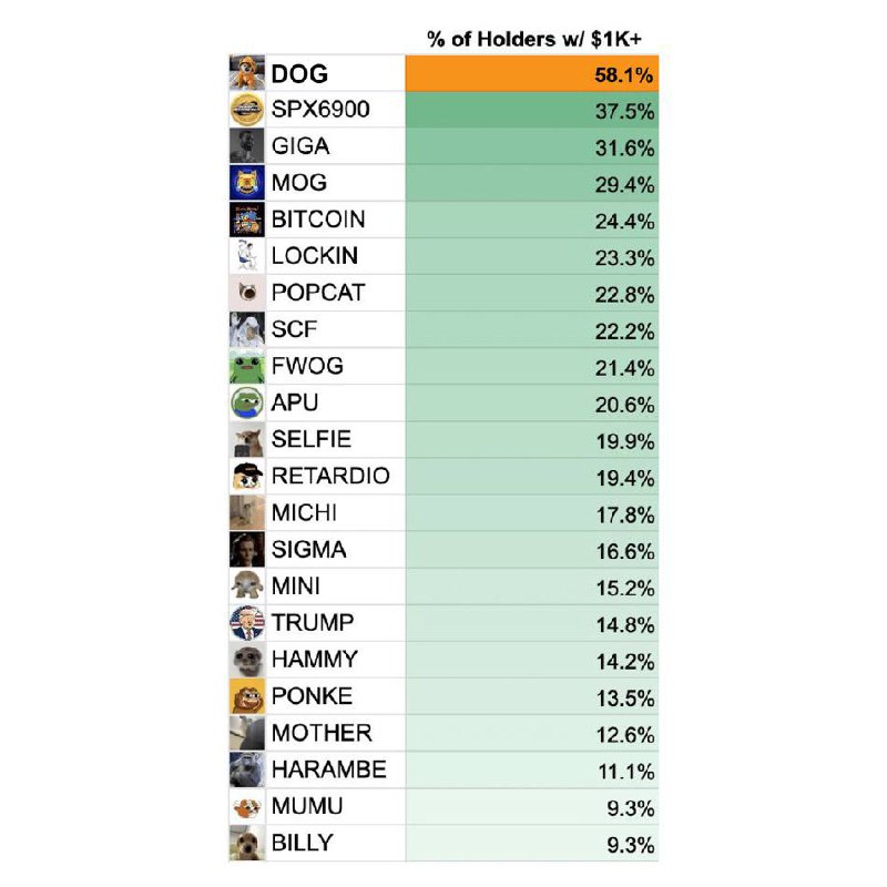[밈코인 별 1000달러 이상 보유한 온체인 …