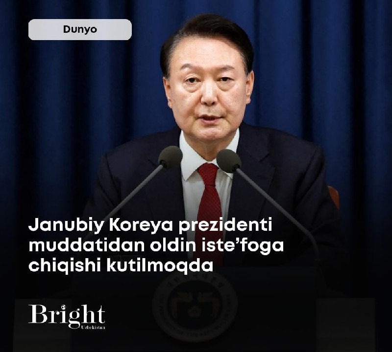 **Janubiy Koreya prezidenti muddatidan oldin iste’foga …