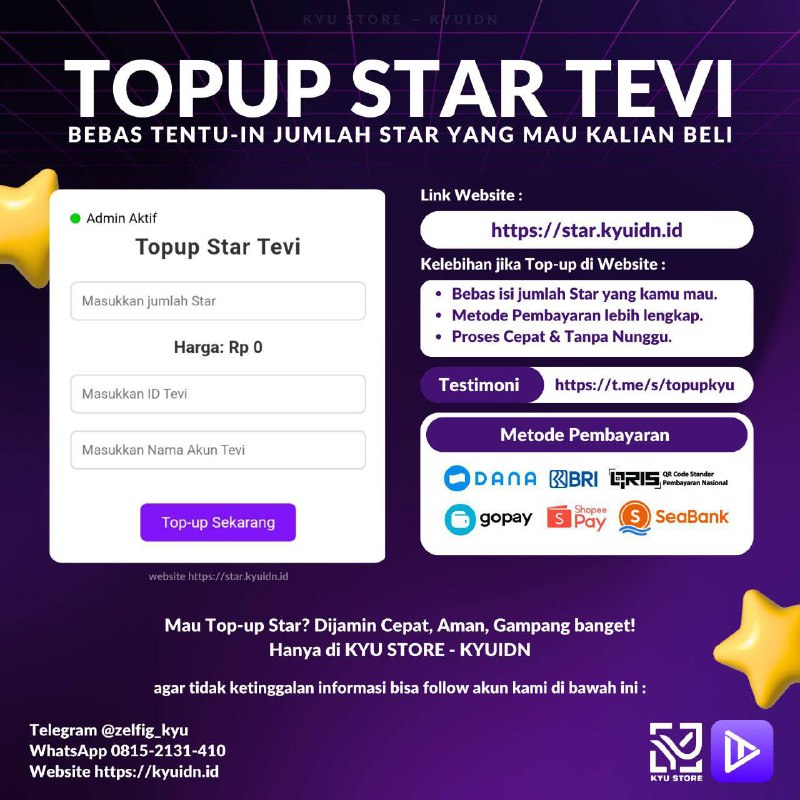 ***🔥***Mau Top Up Star Tevi Gampang, …