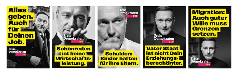 **Свободные демократы (FDP)** [**представили**](https://www.tagesschau.de/inland/fdp-wahlkampf-102.html) **предвыборные плакаты: …