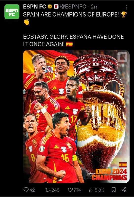 SPAIN ARE EURO CHAMPIONS!