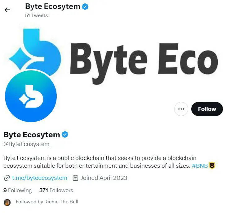 Byte Ecosystem Twitter is already verified …