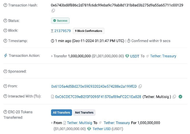 ***🔥*** NEW : 1.000.000.000 USDT được …