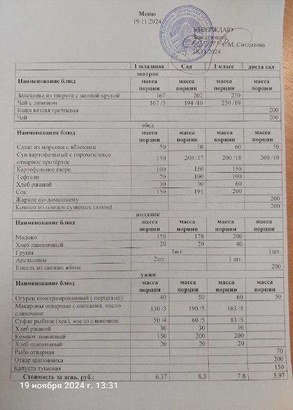 Детский сад № 5 Корма