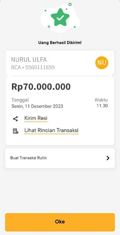 Pencairan paket VIP berhasil dicairkan***?******?***