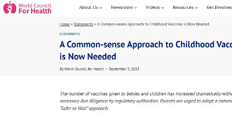 World Council for Health Proposes New Approach for Childhood Vaccines